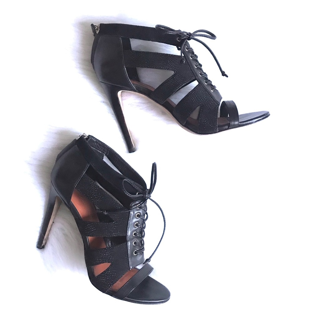 Rebecca Minkoff Reed Lace Up Bootie • Black Heels